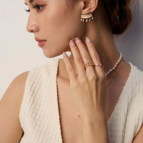 ✨ Artisan Original Pavé Crystal Chandelier Stud Earrings | S925 Gold - Picture 5 of 11